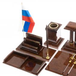 Письменный набор &amp;quot;Георгий Победоносец&amp;quot; камень обсидиан