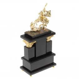 Каминные часы из яшмы "Георгий Победоносец" с бронзой