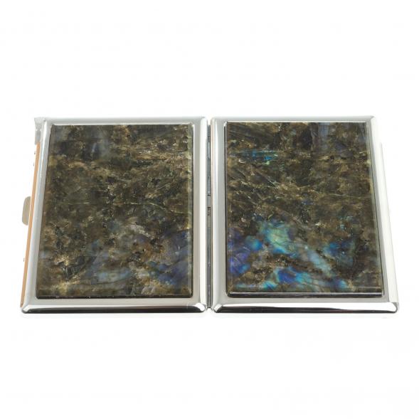 Портсигар на 10 сигарет с зажигалкой камень лабрадор 123403