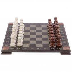 Шахматы с гравировкой "Турнирные" доска 36х36 см мрамор, лемезит