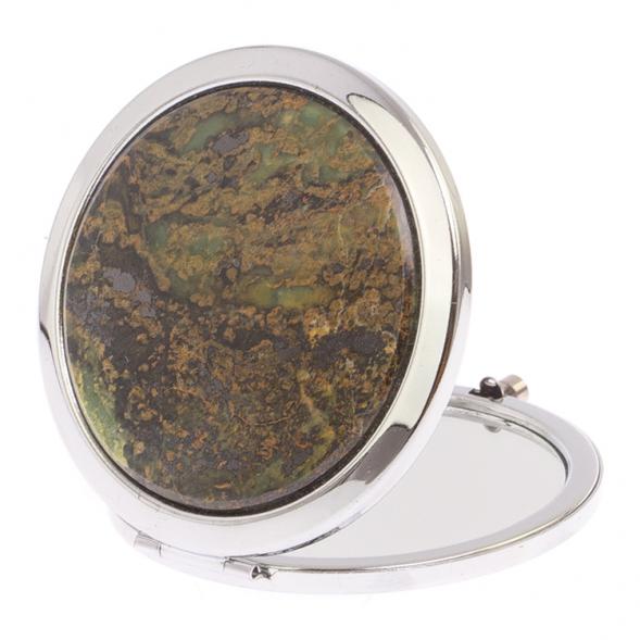 Карманное зеркальце из камня офит цвет серебро 126162