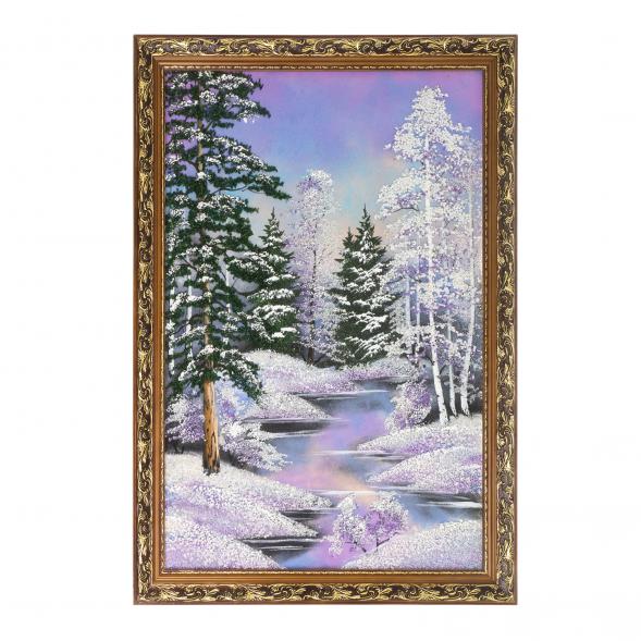 Картина &amp;quot;Зимний пейзаж&amp;quot; багет дерево гипс 46х66 см, каменная крошка 112446