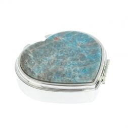 Таблетница "Сердце" на 3 отделения голубой апатит цвет серебро