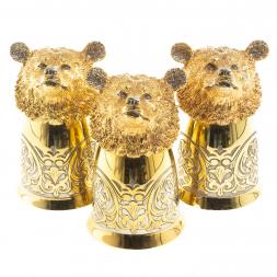 Подарочный набор &amp;quot;Медведь&amp;quot; тарелка и 3 стопки перевертыша Златоуст