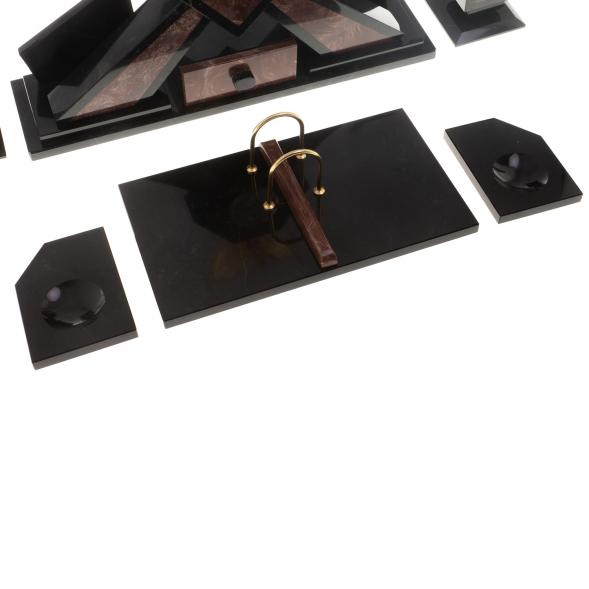 Письменный набор из лемезита &amp;quot;Орел&amp;quot; с лотком для бумаг А4 и бюваром 124524