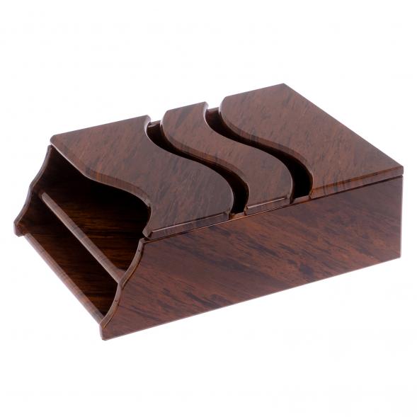 Лоток для бумаг А4 двухъярусный с крышкой коричневый обсидиан 125797