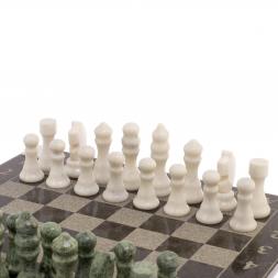 Шахматы с гравировкой "Турнирные" доска 36х36 см змеевик, мрамор