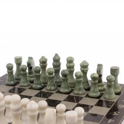 Шахматы с гравировкой "Турнирные" доска 36х36 см змеевик, мрамор