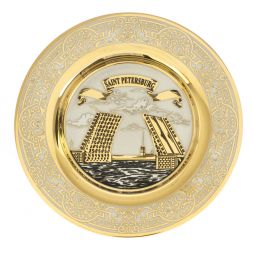 Тарелка с гравюрой &amp;quot;Санкт-Петербург. Разводные мосты&amp;quot; 12 см в подарочной упаковке Златоуст