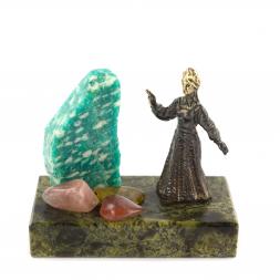 Бронзовая статуэтка &amp;quot;Хозяйка Медной Горы&amp;quot; из камня змеевика и амазонита