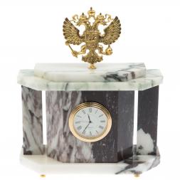 Часы настольные "Герб России" из саянского мрамора
