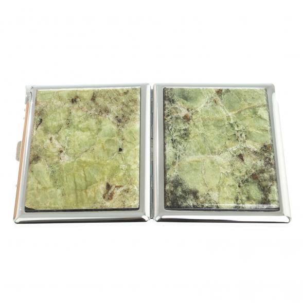 Портсигар на 10 сигарет с зажигалкой камень желтый апатит 123405