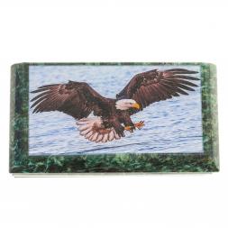 Шкатулка с иллюстрацией "Парящий орел" камень змеевик 17,5х9,5х7,5 см