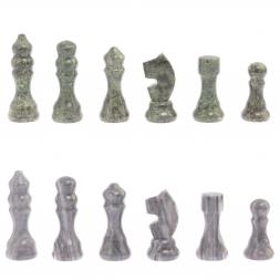 Шахматы с гравировкой "Турнирные" доска 36х36 см серый мрамор, змеевик