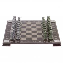 Шахматы с гравировкой "Турнирные" доска 36х36 см серый мрамор, змеевик