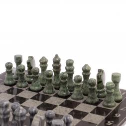 Шахматы с гравировкой "Турнирные" доска 36х36 см серый мрамор, змеевик