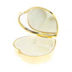 Таблетница "Сердце" на 3 отделения голубой апатит цвет золото