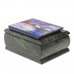 Шкатулка с рисунком &amp;quot;Зимняя ночь&amp;quot; из змеевика 16х12х7,5 см