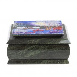 Шкатулка с рисунком &amp;quot;Зимняя ночь&amp;quot; из змеевика 16х12х7,5 см