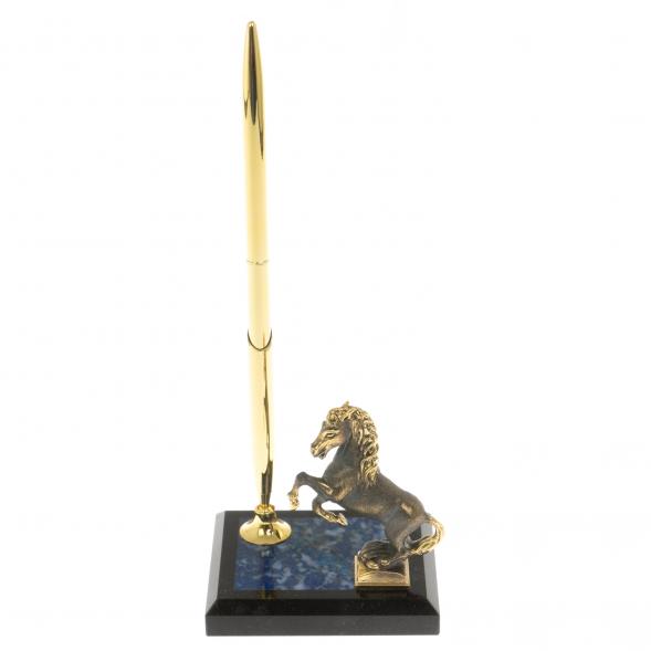 Подставка под ручку &amp;quot;Конь на дыбах&amp;quot; из камня лазурит 129525