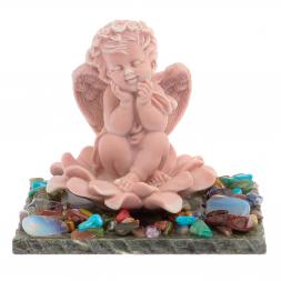 Сувенир &amp;quot;Ангел в цветке&amp;quot; из змеевика и мрамолита