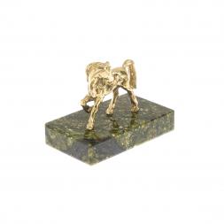 Статуэтка "Лошадка" из бронзы на подставке из светло-зеленого змеевика