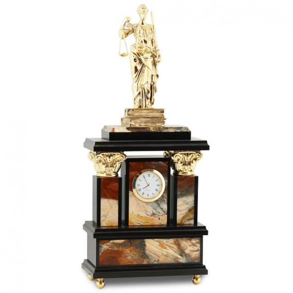 Часы &amp;quot;Фемида&amp;quot; камень яшма бронзовое литье 113091