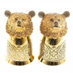 Подарочный набор &amp;quot;Медведь&amp;quot; фляжка и 2 стопки перевертыша Златоуст