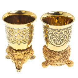 Подарочный набор &amp;quot;Медведь&amp;quot; фляжка и 2 стопки перевертыша Златоуст