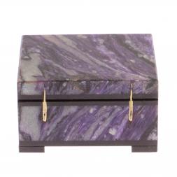 Шкатулка из камня чароит 7,5х6,5х4 см