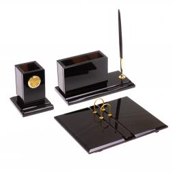 Письменный прибор &amp;quot;Офисный стиль&amp;quot; из черного обсидиана