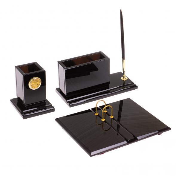 Письменный прибор &amp;quot;Офисный стиль&amp;quot; из черного обсидиана 126775