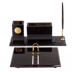 Письменный прибор &amp;quot;Офисный стиль&amp;quot; из черного обсидиана