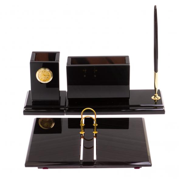 Письменный прибор &amp;quot;Офисный стиль&amp;quot; из черного обсидиана 126775