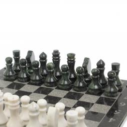 Шахматы "Турнирные" доска 44х44 см белый мрамор, змеевик