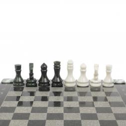 Шахматы "Турнирные" доска 44х44 см белый мрамор, змеевик