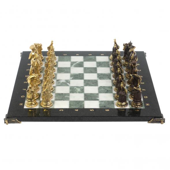 Шахматы &amp;quot;Деревенские&amp;quot; бронзовые, доска из змеевика 40х40 см 127878