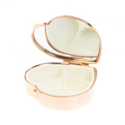 Таблетница "Сердце" на 3 отделения голубой апатит цвет красное золото