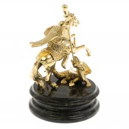 Статуэтка "Георгий Победоносец" на шабровском змеевике