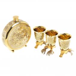 Подарочный набор &amp;quot;Лось&amp;quot; фляжка и 3 стопки перевертыша Златоуст