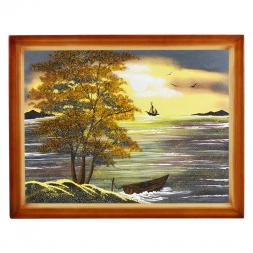 Картина "Закат" багет дерево 36х46 см, каменная крошка