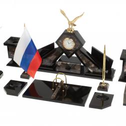 Настольный набор &amp;quot;Орел&amp;quot; из конгломерата с бюваром и лотком А4