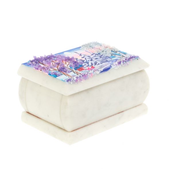 Шкатулка с рисунком &amp;quot;Зима&amp;quot; белый мрамор 10х6,5х6 см 127486