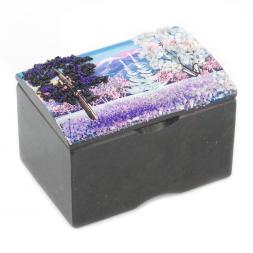 Шкатулка "Сундучок" змеевик рисунок зима 10х6,5х6,5 см