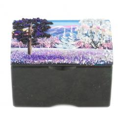 Шкатулка "Сундучок" змеевик рисунок зима 10х6,5х6,5 см