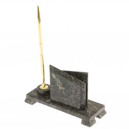 Визитница настольная с подставкой под ручку Мини 3&amp;quot; камень змеевик