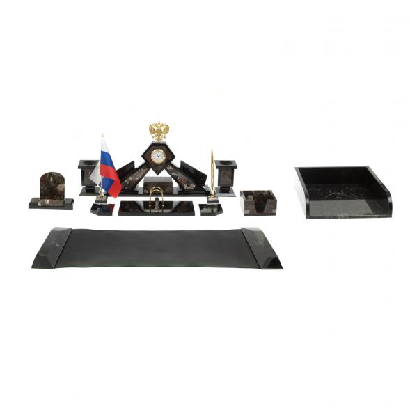 Настольный набор &amp;quot;Герб&amp;quot; из конгломерата с бюваром и лотком А4 126936