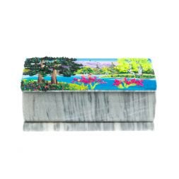 Шкатулка &amp;quot;Лето&amp;quot; из серого мрамора 14,5х7,5х6 см