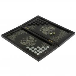 Каменные нарды с гравировкой &amp;quot;Волк и медведь&amp;quot; с гербом РФ