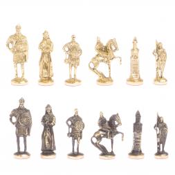 Шахматный ларец "Русские" фигуры из бронзы, доска бук 39х39 см